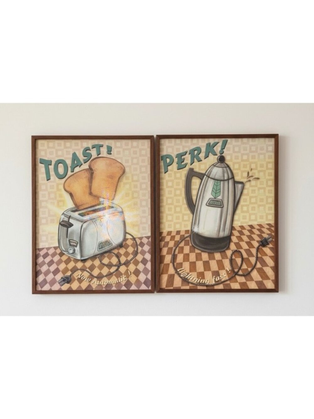 Vintage-Style Toast & Perk Retro Kitchen Plaque Set